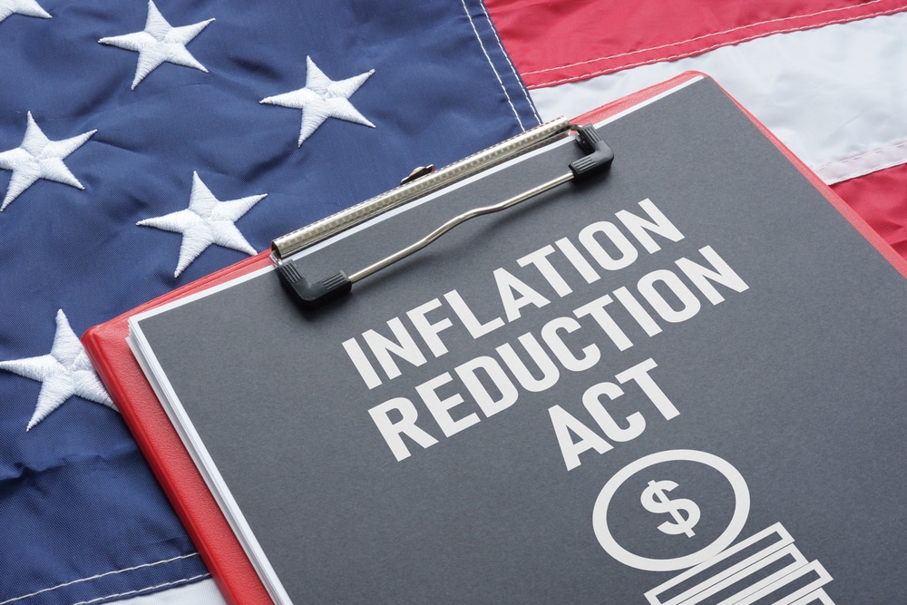 Inflation Reduction Act is shown using the text and the US flag